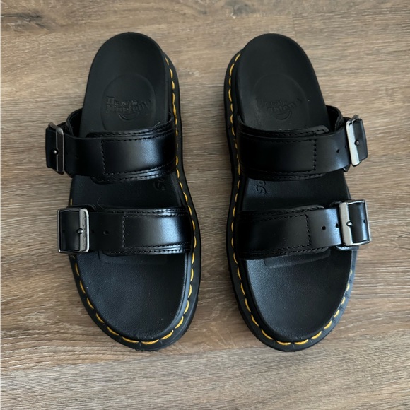 Dr. Martens Shoes - Dr. Martens Myles Platform Black Leather Sandals